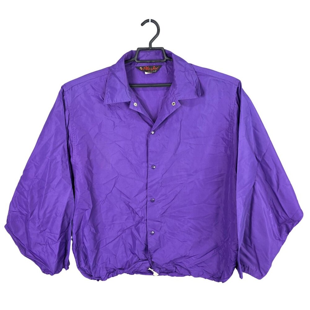 Womens Vintage Pla-Jac By Dunbrooke Purple Windbreaker Jacket Snap Buttons L